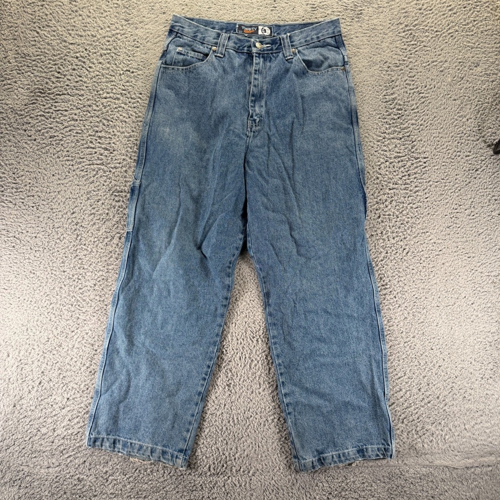 Vintage Thirty Below Jeans Mens 32x28 Blue Cotton Denim Straight Carpenter Baggy
